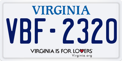VA license plate VBF2320