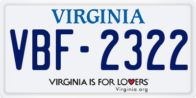 VA license plate VBF2322