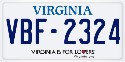 VA license plate VBF2324