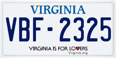 VA license plate VBF2325