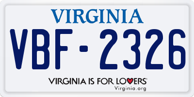 VA license plate VBF2326