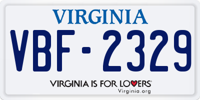 VA license plate VBF2329