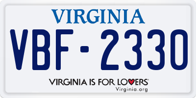 VA license plate VBF2330