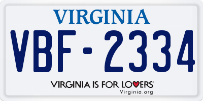VA license plate VBF2334