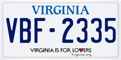 VA license plate VBF2335