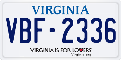 VA license plate VBF2336