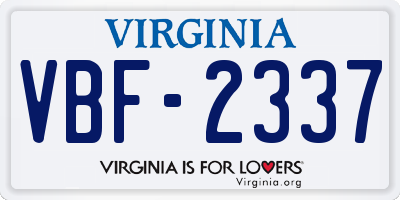 VA license plate VBF2337