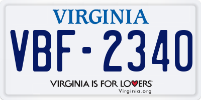 VA license plate VBF2340