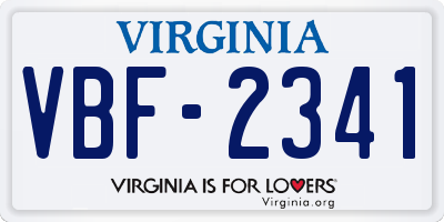 VA license plate VBF2341
