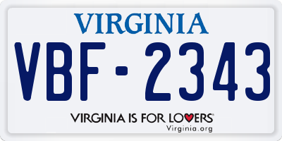 VA license plate VBF2343