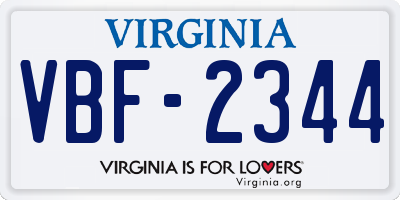 VA license plate VBF2344