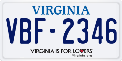 VA license plate VBF2346