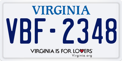 VA license plate VBF2348
