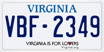 VA license plate VBF2349