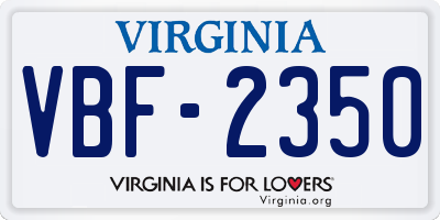 VA license plate VBF2350