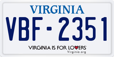 VA license plate VBF2351