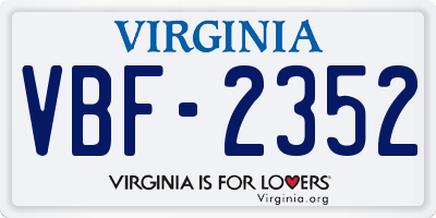 VA license plate VBF2352