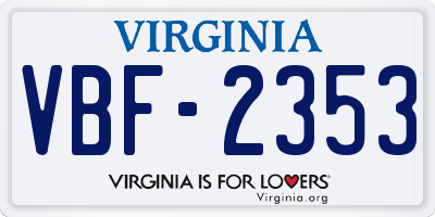 VA license plate VBF2353