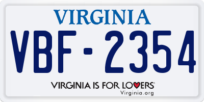 VA license plate VBF2354