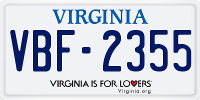 VA license plate VBF2355