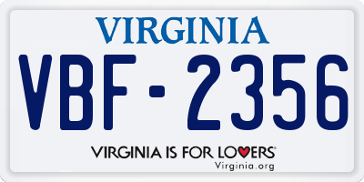 VA license plate VBF2356