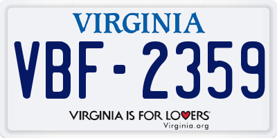 VA license plate VBF2359
