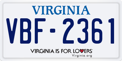 VA license plate VBF2361