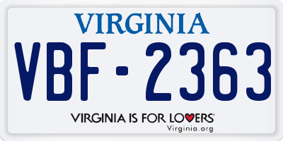 VA license plate VBF2363