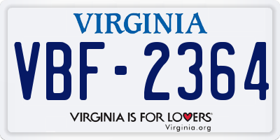 VA license plate VBF2364