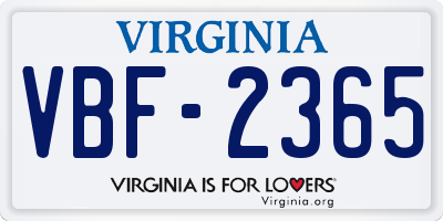 VA license plate VBF2365