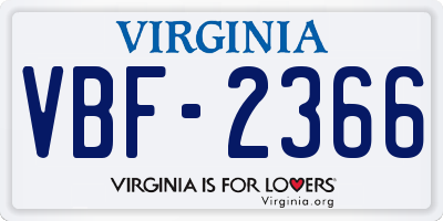 VA license plate VBF2366