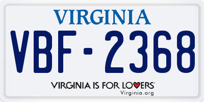 VA license plate VBF2368