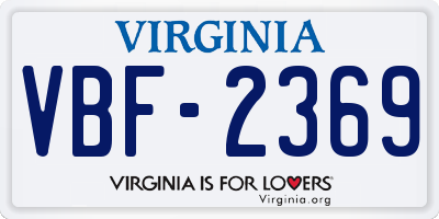 VA license plate VBF2369