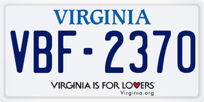 VA license plate VBF2370