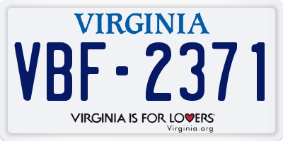 VA license plate VBF2371