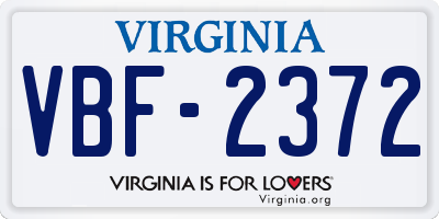 VA license plate VBF2372