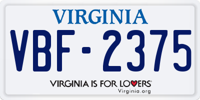 VA license plate VBF2375