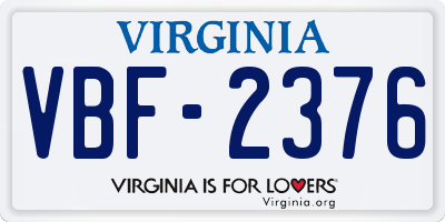 VA license plate VBF2376