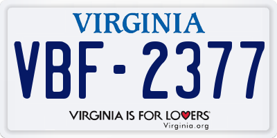VA license plate VBF2377