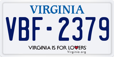 VA license plate VBF2379