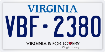 VA license plate VBF2380