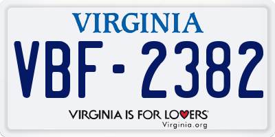 VA license plate VBF2382