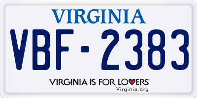 VA license plate VBF2383