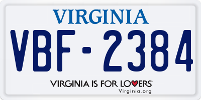 VA license plate VBF2384