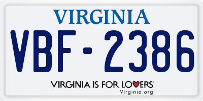 VA license plate VBF2386