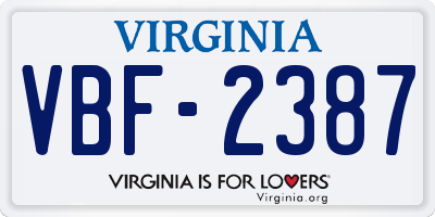 VA license plate VBF2387