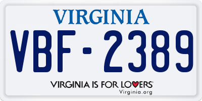 VA license plate VBF2389