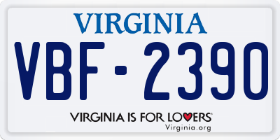 VA license plate VBF2390