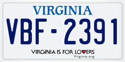 VA license plate VBF2391