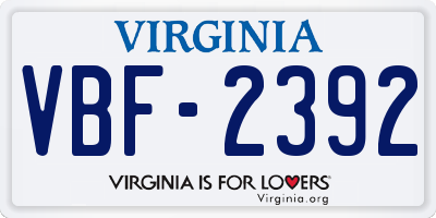 VA license plate VBF2392